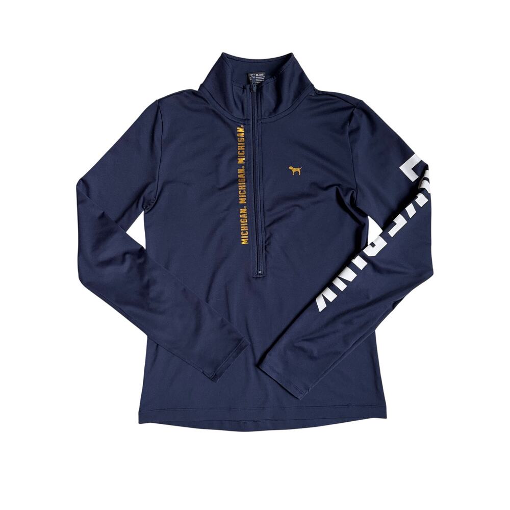 Pink by Victoria's Secret x Michigan 1/2 Zip Long-Sleeve Pullover (Navy) - M - Picture 2 of 8